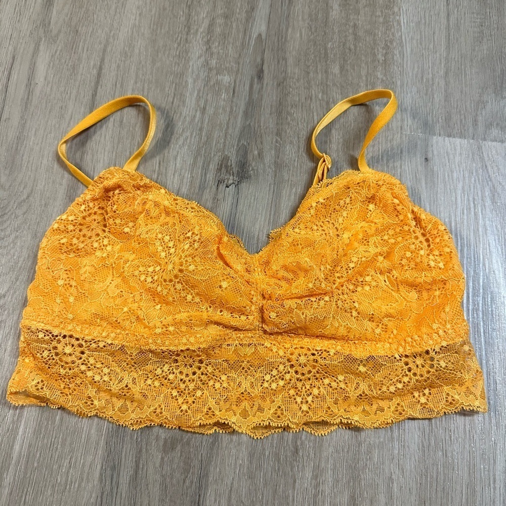Victorias Secret Yellow Gold Lace Bralette Size XS
